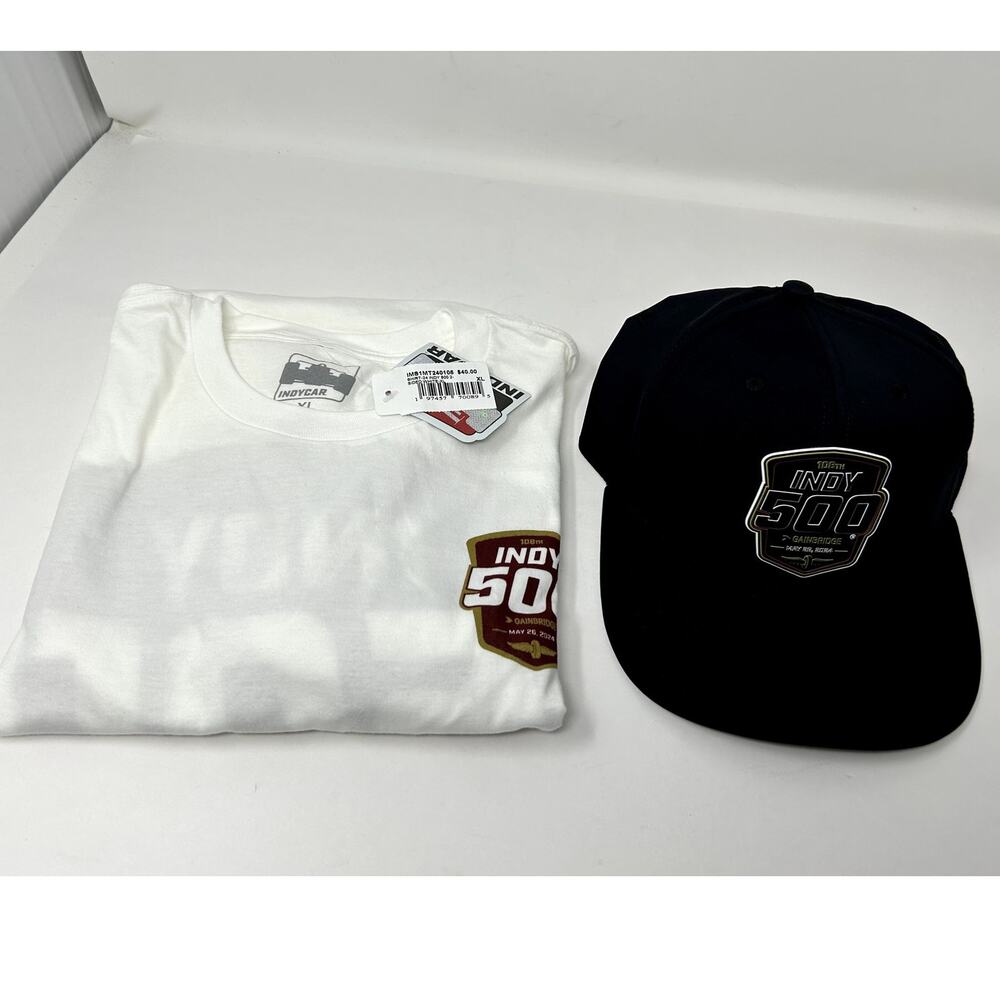 Mens Indy 500 2024 T-Shirt XL + Adjustable Hat Bundle | Gainbridge Event Gear